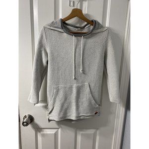 Roxy Women Small Hoodie Sweatshirt Kangaroo Pocket Cream Off White & Gray Beach